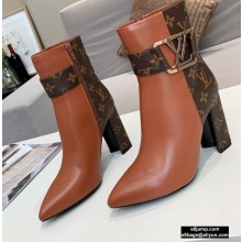 Louis Vuitton Heel 9.5cm Calfskin/Canvas Ankle Boots Brown 2020