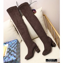 Louis Vuitton Heel 6.5cm Bliss High Tight Boots Suede Coffee 2020