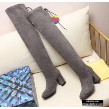 Louis Vuitton Heel 6.5cm Bliss High Tight Boots Suede Gray 2020