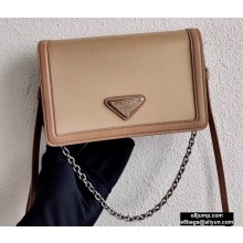 Prada Chain Handle Nylon and Leather Mini Bag 1BP019 Beige 2020
