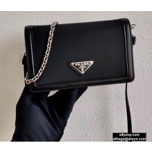 Prada Chain Handle Nylon and Leather Mini Bag 1BP019 Black 2020
