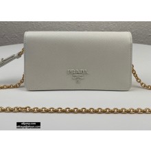 Prada Saffiano Leather Mini Bag with Chain Strap 1DH029 White 2020