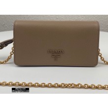 Prada Saffiano Leather Mini Bag with Chain Strap 1DH029 Beige 2020