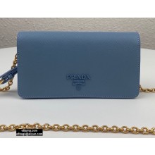 Prada Saffiano Leather Mini Bag with Chain Strap 1DH029 Light Blue 2020
