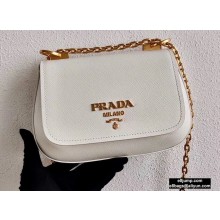 Prada Saffiano Leather Shoulder Bag 1BD275 White 2020