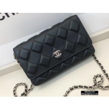 Chanel Shiny Crumpled Goatskin Wallet on Chain WOC Bag AP1530 Black 2020