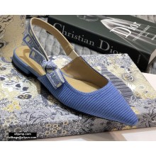 Dior J'Adior Metallic Thread Embroidered Slingback Ballet Flats Blue 2020