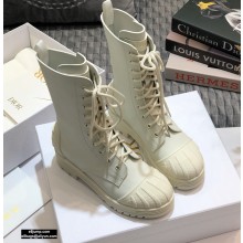 Dior Heel 3.5cm Rubber and Calfskin DiorIron Lace-up Boots White 2020