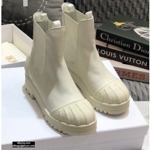 Dior Heel 3.5cm Rubber and Calfskin DiorIron Ankle Boots White 2020