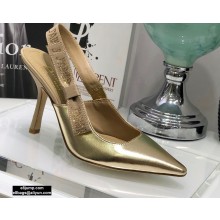 Dior Heel 9.5cm Rhinestone J'Adior Slingback Pumps Metallic Gold 2020