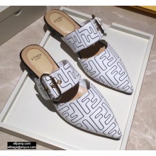 Fendi Calfskin FF Print Slingbacks White 2020