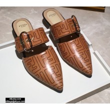 Fendi Calfskin FF Print Slingbacks Brown 2020