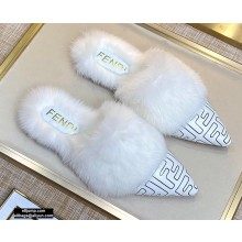 Fendi Rabbit Hair FF Print Slingbacks White 2020
