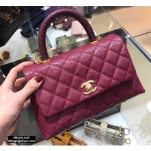 Chanel Coco Handle Small Flap Bag Date Red with Lizard Top Handle A92990 Top Quality 7147