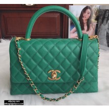 Chanel Coco Handle Medium Flap Bag Green with Top Handle A92991 Top Quality 7148