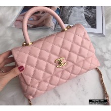 Chanel Coco Handle Small Flap Bag Light Pink with Top Handle A92990 Top Quality 7147