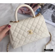 Chanel Coco Handle Small Flap Bag White with Top Handle A92990 Top Quality 7147
