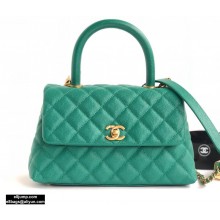 Chanel Coco Handle Small Flap Bag Green with Top Handle A92990