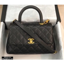 Chanel Coco Handle Small Flap Bag Black/Gold with Top Handle A92990