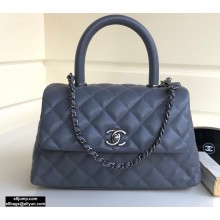 Chanel Coco Handle Small Flap Bag Gray with Top Handle A92990