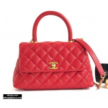 Chanel Coco Handle Small Flap Bag Red with Top Handle A92990