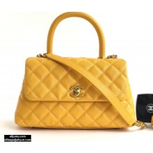 Chanel Coco Handle Small Flap Bag Yellow with Top Handle A92990