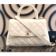 Chanel Coco Handle Small Flap Bag White with Top Handle A92990
