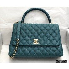 Chanel Coco Handle Medium Flap Bag Green with Lizard Top Handle A92991 Top Quality 7148