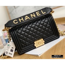 Chanel Medium Boy Flap Bag Black with Removable Logo Handle