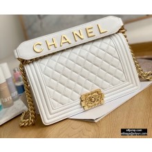 Chanel Medium Boy Flap Bag White with Removable Logo Handle