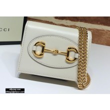 Gucci 1955 Horsebit Small Wallet with Chain Bag 623180 Leather White 2020