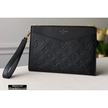 Louis Vuitton Monogram Empreinte Pochette Mélanie MM Pouch Clutch Bag M68705 Black 2020