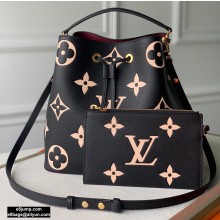 Louis Vuitton Grained Leather NéoNoé MM Bucket Bag M45497 Black 2020