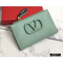 Valentino VSLING Calfskin Cardholder Light Green with Zipper 2020