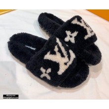 Louis Vuitton Shearling Flat Mules Black 2020