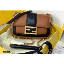 Fendi Nappa Leather Mini Baguette Chain Bag Brown 2020