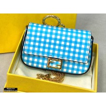Fendi Check-print Leather Nano Baguette Bag Charm Blue 2020