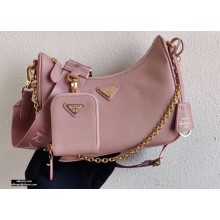 Prada Re-Edition 2005 Saffiano Leather Shoulder Hobo Bag 1BH204 Pink/Gold 2020