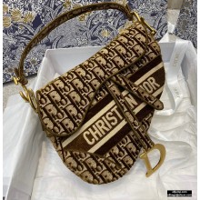 Dior SADDLE BAG in Oblique Embroidered Velvet Brown 2020