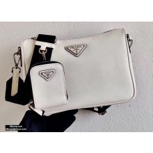 Prada Saffiano Leather Cross-Body Bag 2VH113 White with Strap 2020