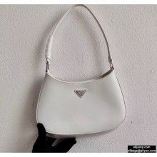 Prada Cleo Brushed Leather Shoulder Bag 1BC499 White 2020