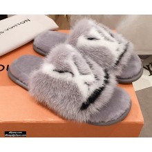 Louis Vuitton Mink Fur Homey Flat Mules Gray 2020