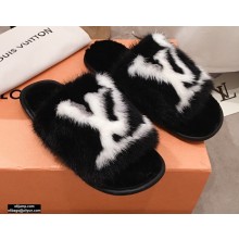 Louis Vuitton Mink Fur Homey Flat Mules Black 2020
