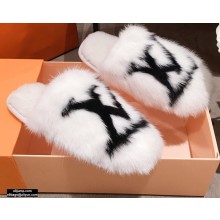 Louis Vuitton Mink Fur LV Suite Flat Mules White 2020