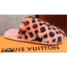 Louis Vuitton Monogram Mink Fur LV Suite Flat Mules Nude Pink 2020