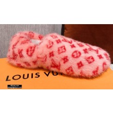 Louis Vuitton Monogram Mink Fur Dreamy Flat Loafers Rose Pink 2020