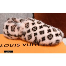 Louis Vuitton Monogram Mink Fur Dreamy Flat Loafers Light Pink 2020