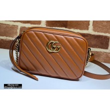 Gucci Diagonal GG Marmont Mini Shoulder Camera Bag 448065 Leather Brown 2020