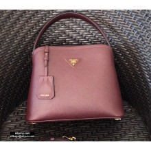 Prada Medium Saffiano Leather Matinée Bag 1BA282 Burgundy 2020