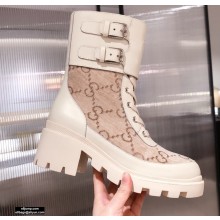 Gucci GG Canvas and Leather Boots Beige with Interlocking G 2020
